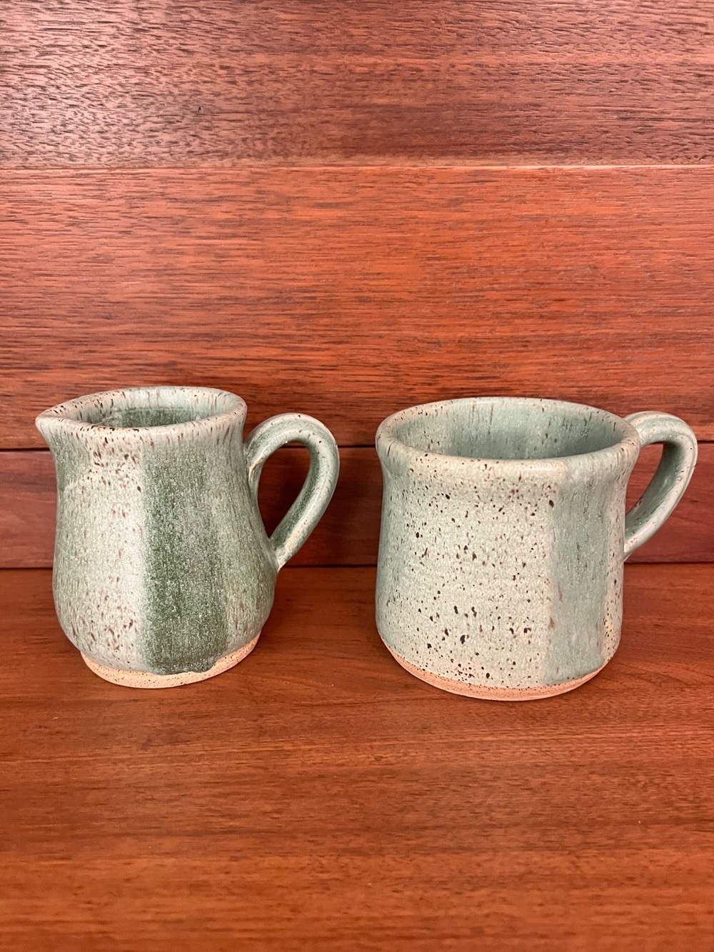 Handmade Green Ceramic Creamer and Mug Set